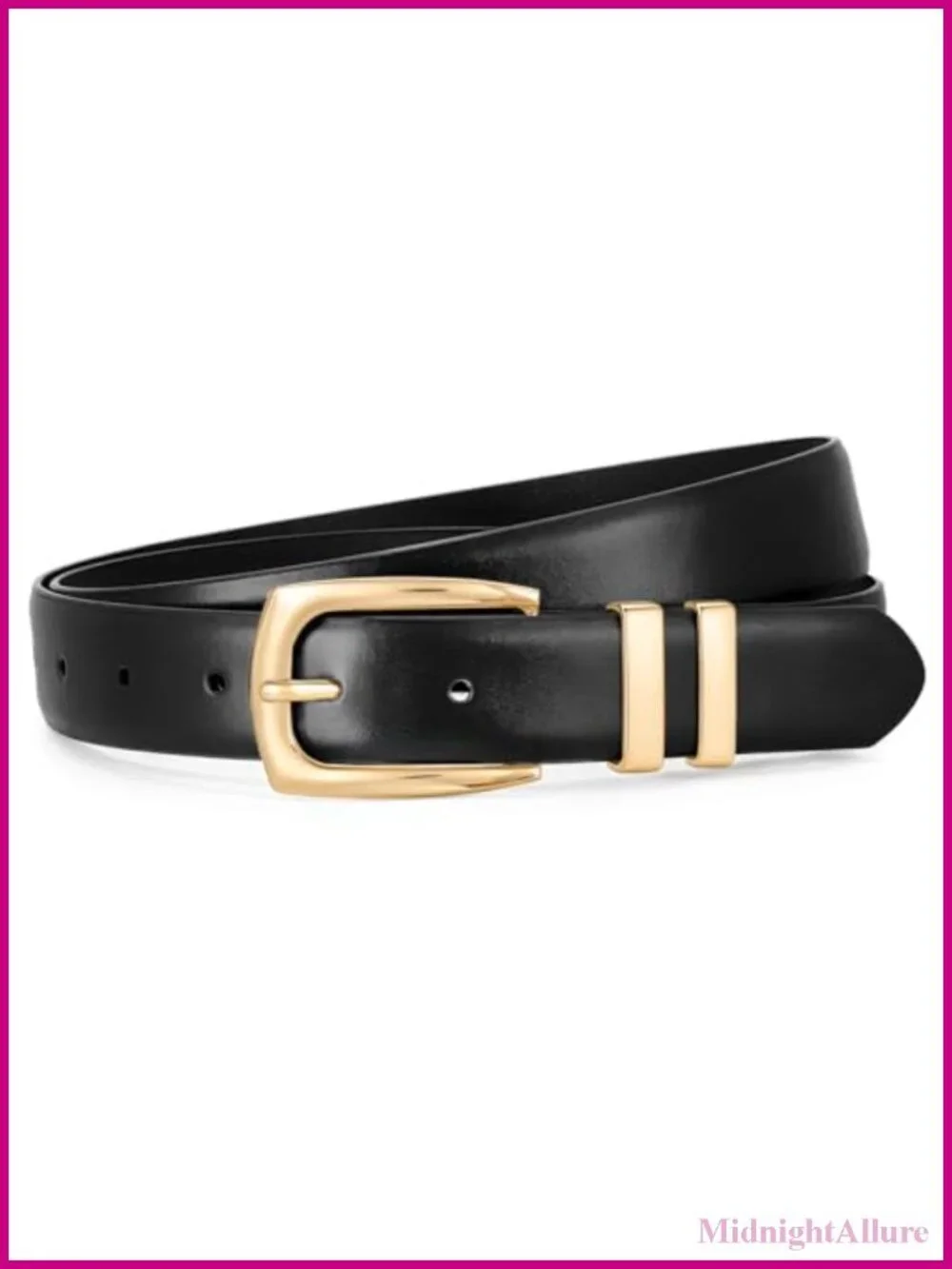 Women's Leather Belt Gold Buckle Jeans Pants Fashion